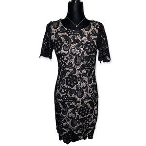 R&K Black Floral Lace dress, size 4p